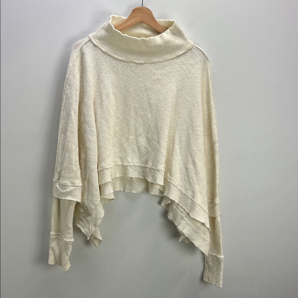 Free People Moon Daisy Turtleneck Twofer  Thermal Pullover Oversized Medium